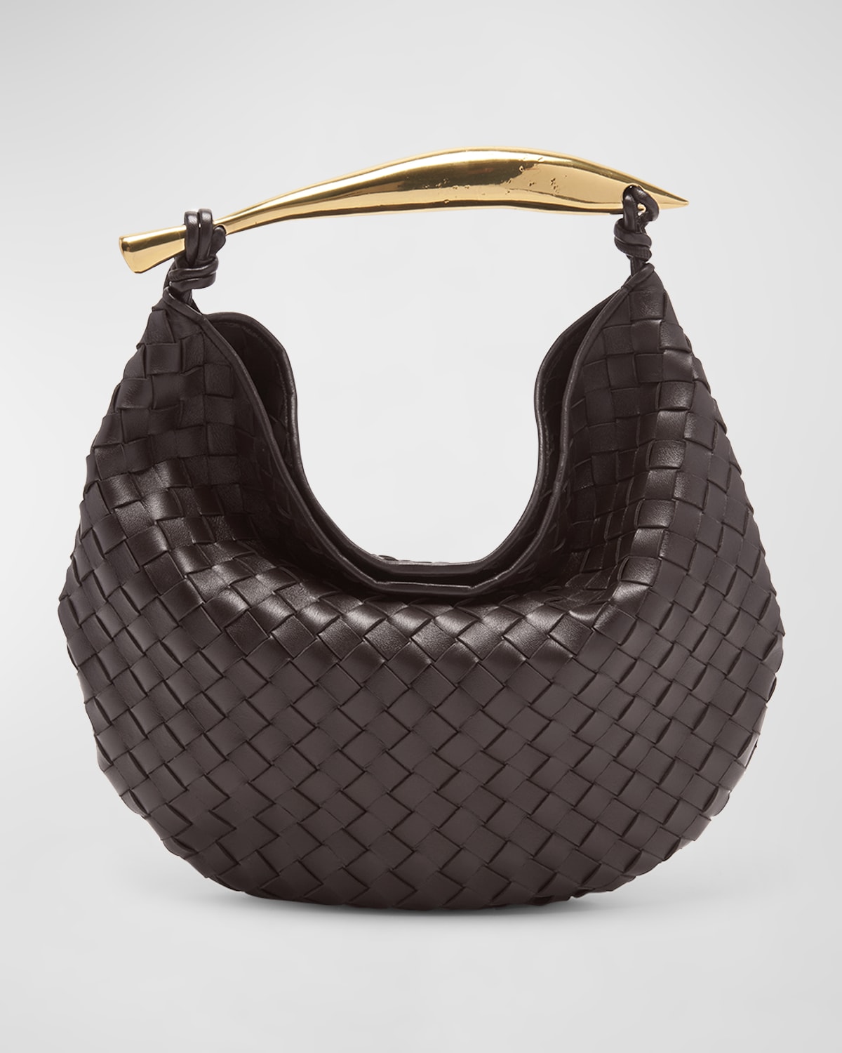Bottega Veneta Sardine Medium Intrecciato Leather Top-handle Bag In Fondant-m Brass