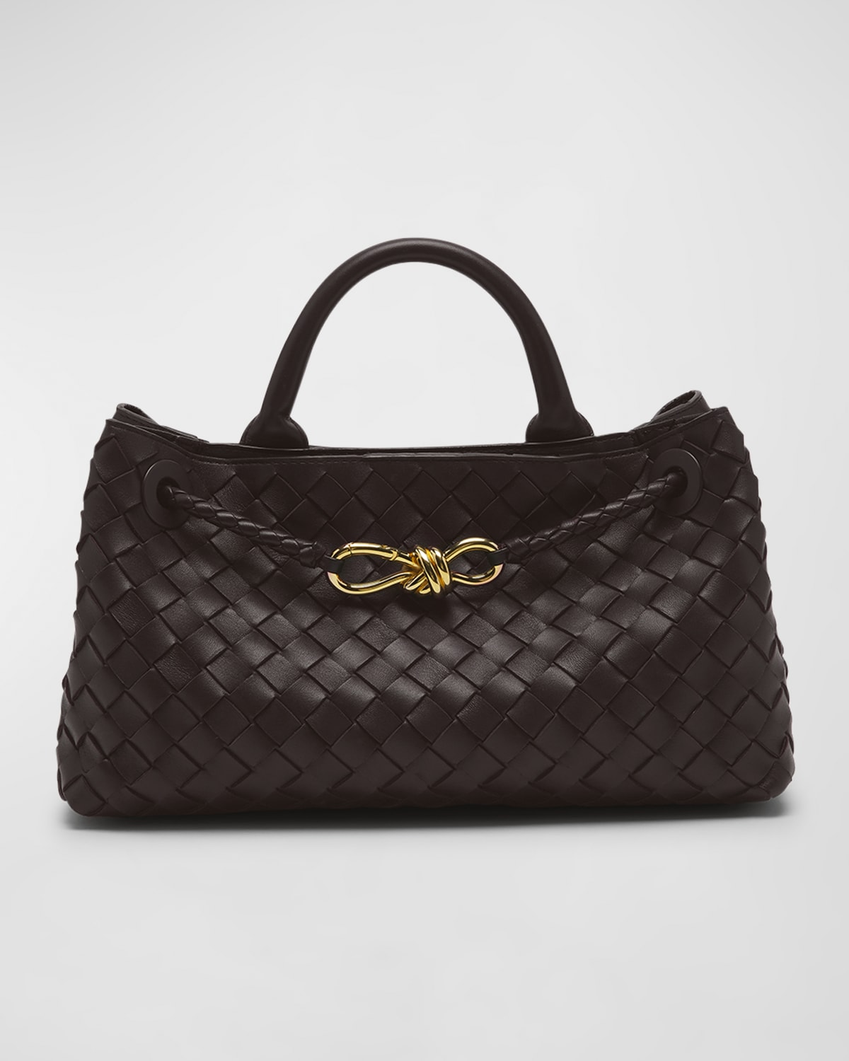 Bottega Veneta Womens Fondant-m Brass-fond Andiamo Long Intrecciato-weave Leather Clutch In Fondant-m Brass-f
