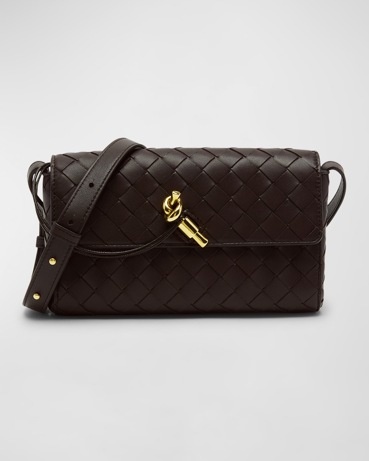 Bottega Veneta Andiamo Intrecciato Leather Shoulder Bag In Fondant-m Brass