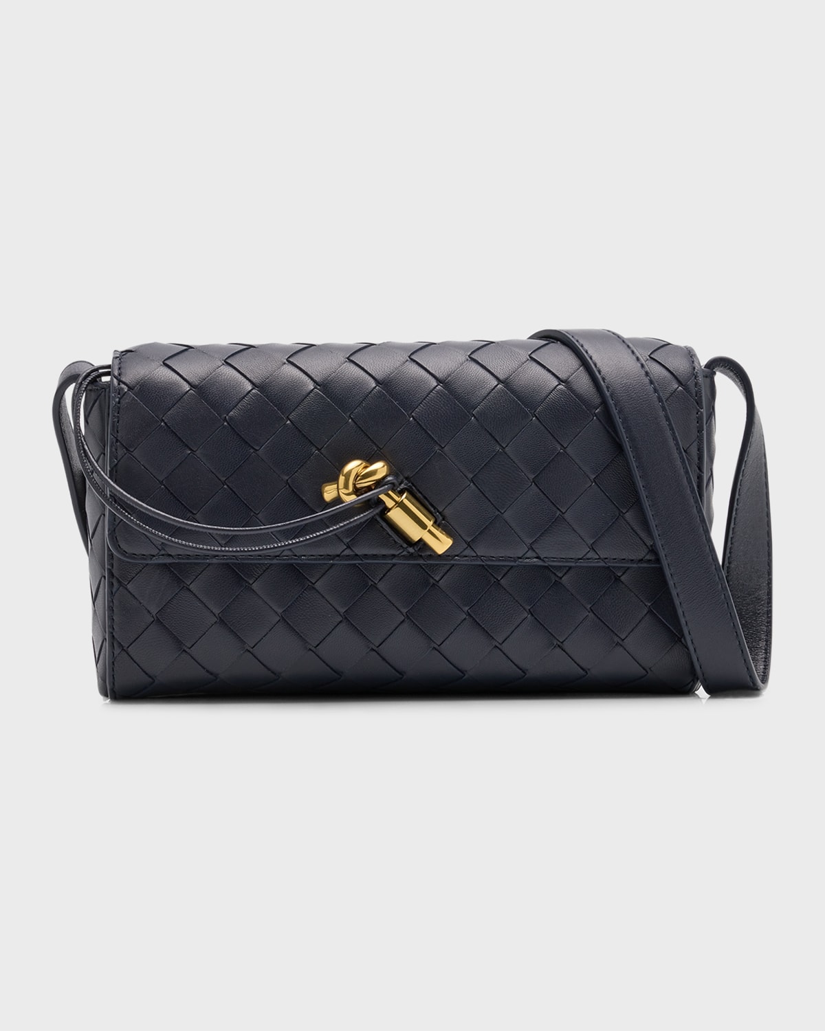 Bottega Veneta Andiamo Intrecciato Leather Shoulder Bag In Space