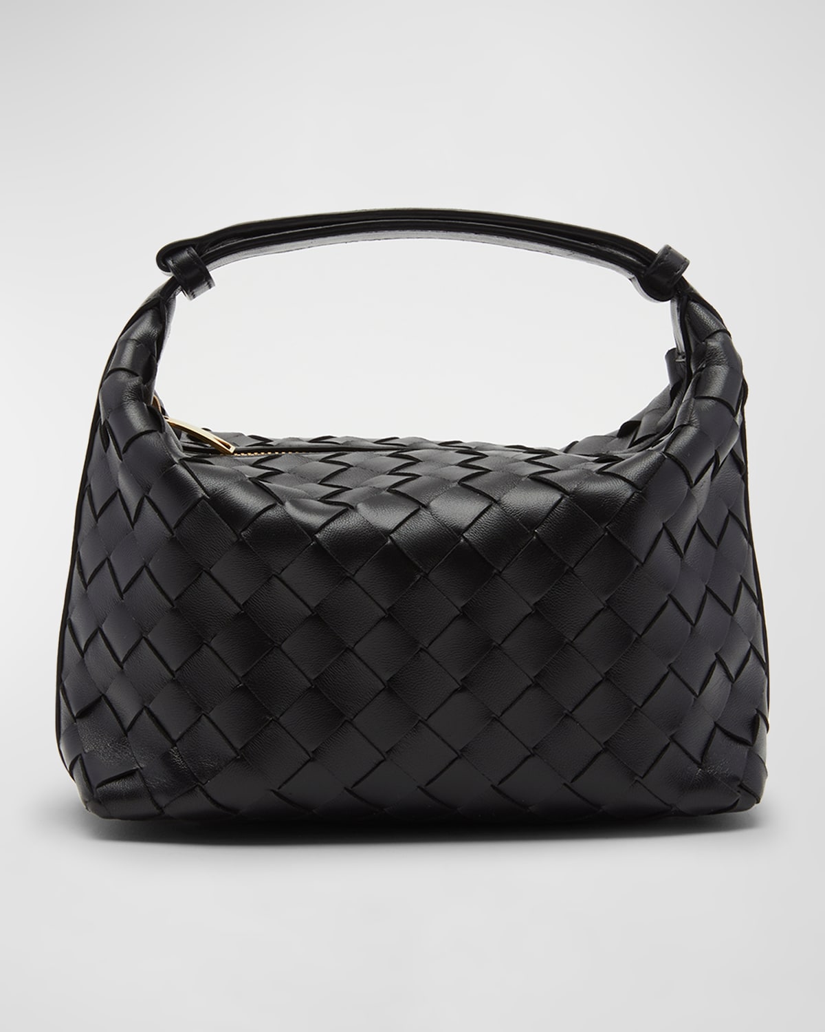Bottega Veneta Wallace Small Intrecciato Leather Shoulder Bag In Black-gold