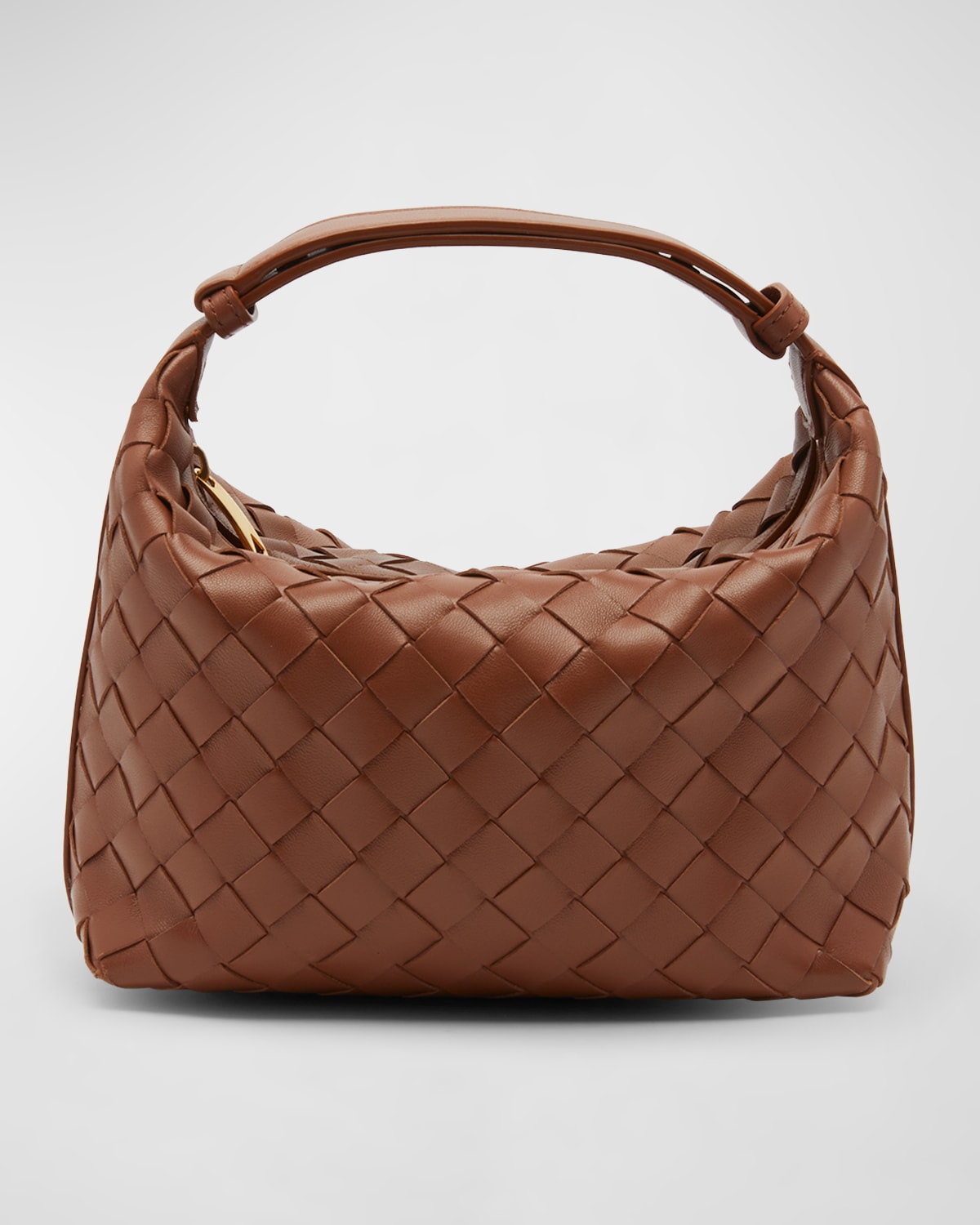 Bottega Veneta Wallace Small Intrecciato Leather Shoulder Bag In Wood