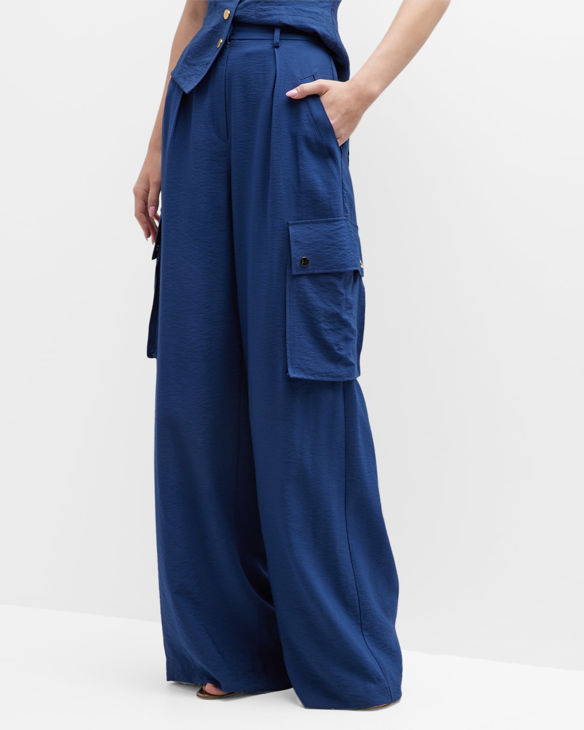 Ramy Brook Emil Wide-leg Relaxed Cargo Pants In Spring Navy