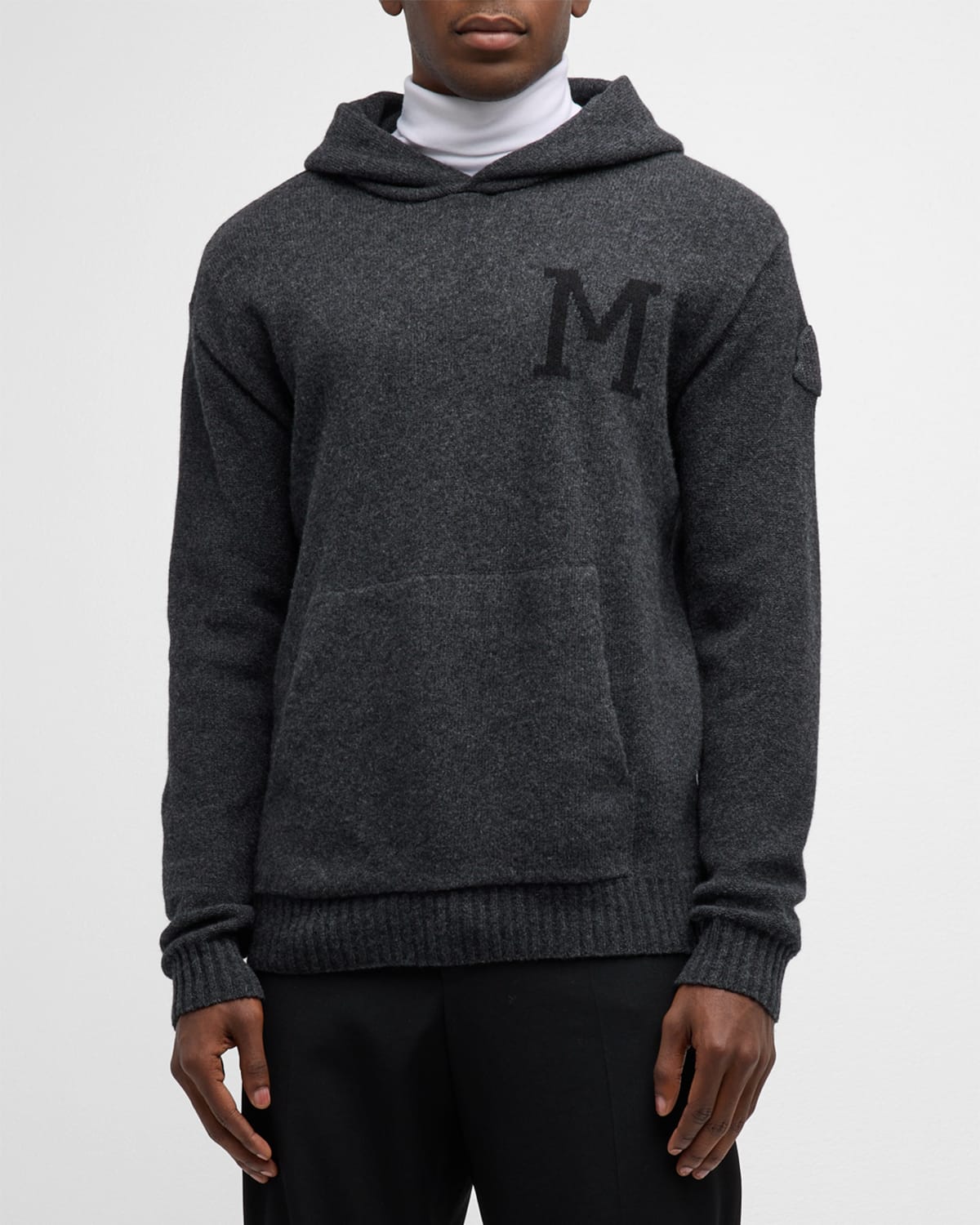 Moncler Men's Cashmere Hoodie With College M In Grey