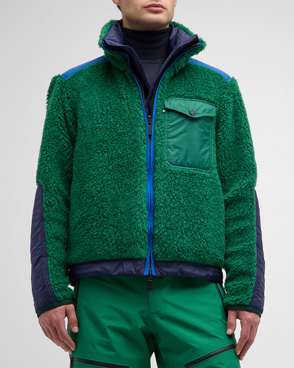 Moncler Genius Men's Plattiers Reversible Fleece Jacket In Medium Green