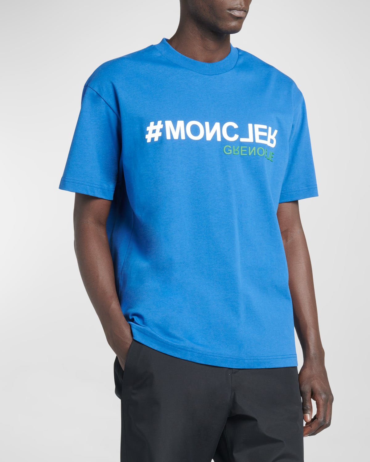 Moncler Genius Men's Bonded Logo T-shirt In Bright Blue