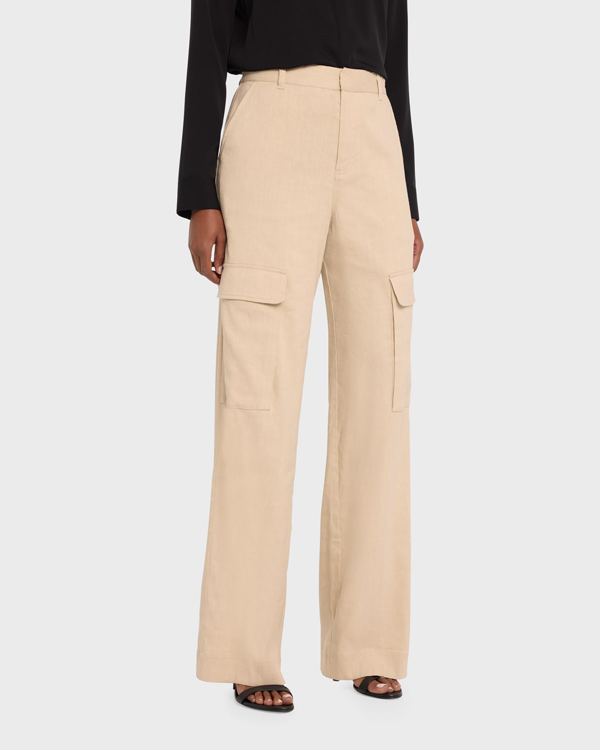 Frame Linen-blend Cargo Pants In Sand