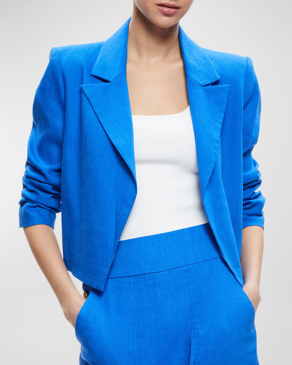Alice And Olivia Denny Cropped Blazer In Sapphire