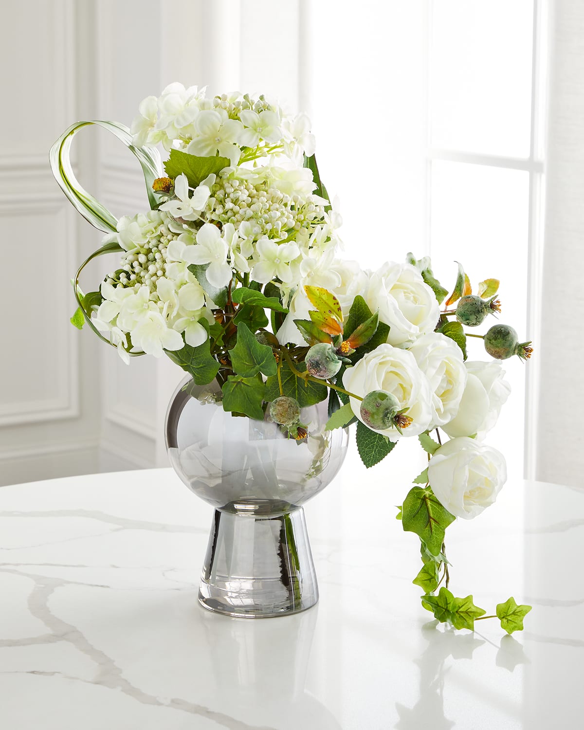 John-richard Collection Essence Of White Floral Arrangement In Transparent