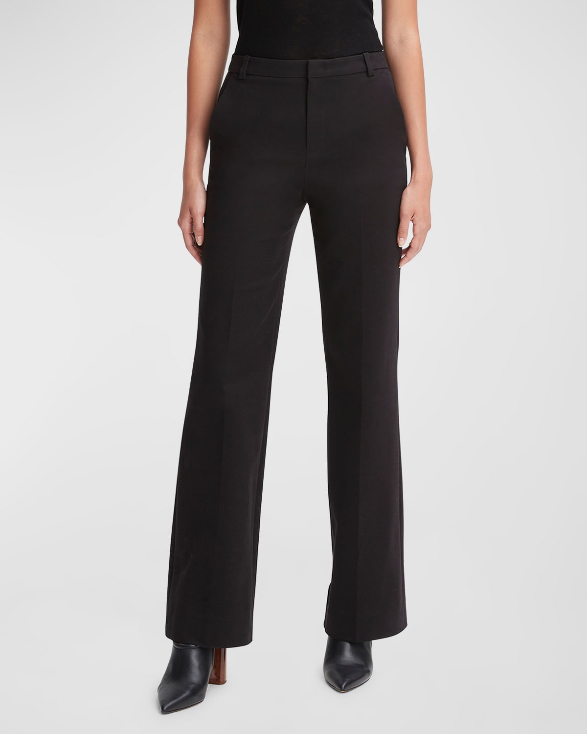 Vince Cotton Stretch Mid-rise Bootcut Pants In Black