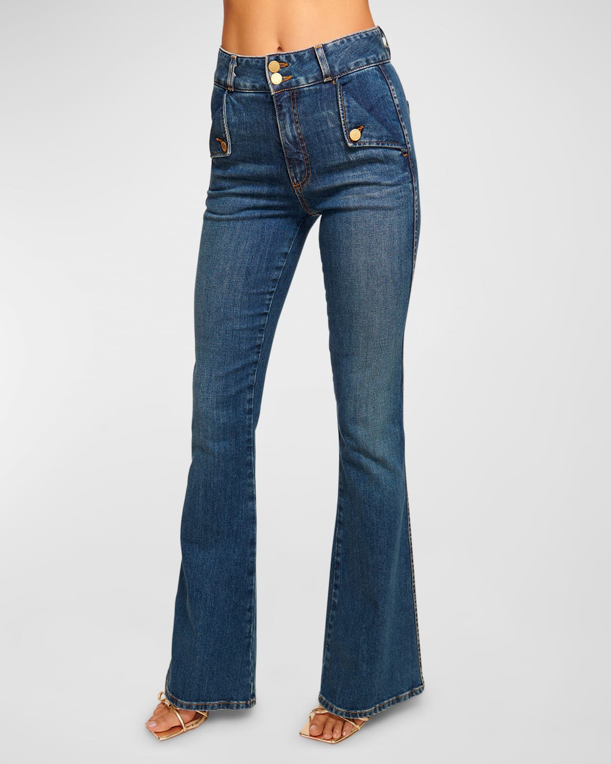 Shop Ramy Brook Mase High-rise Flared Sailor Jeans In Medium Wash