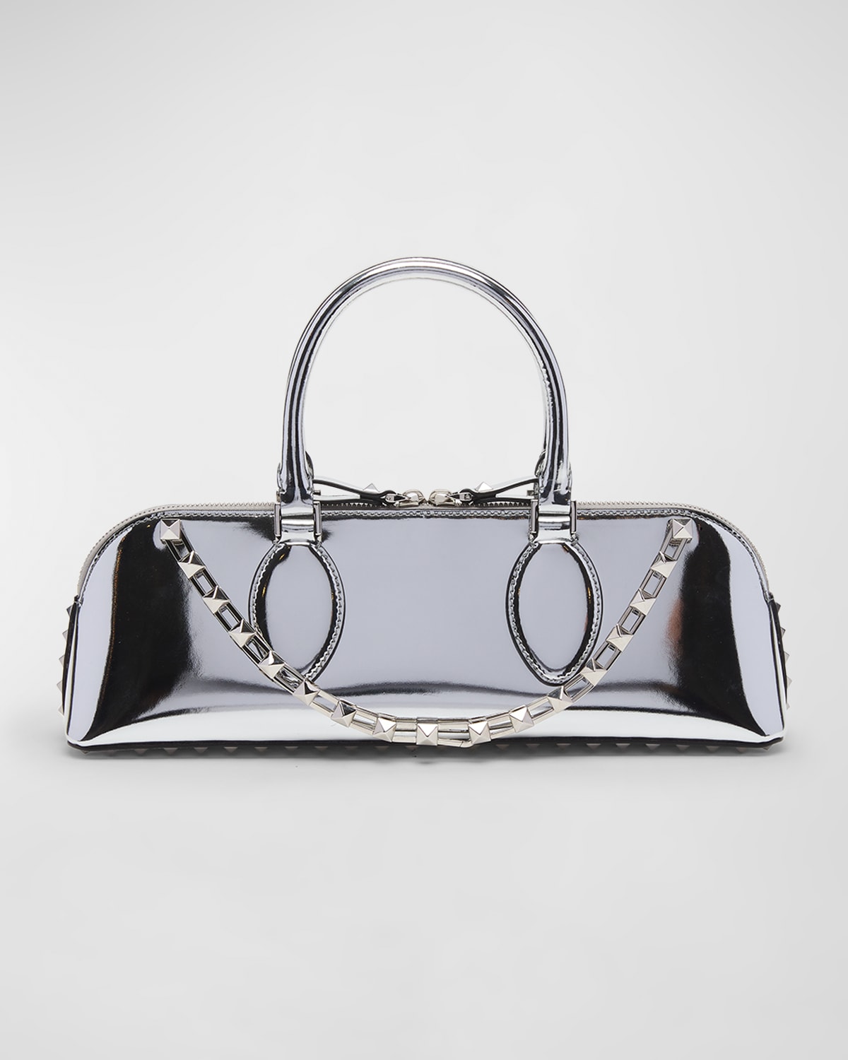 Valentino Garavani Rockstud East-west Metallic Zip Top-handle Bag