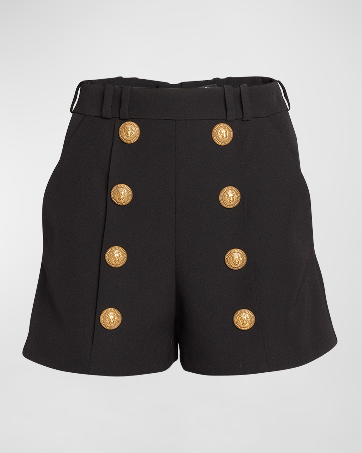 Shop Balmain 8-button Pleated Shorts In Black