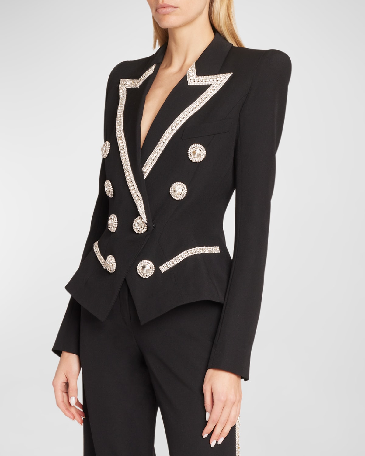 BALMAIN EMBROIDERED 8-BUTTON DOUBLE-BREASTED JACKET