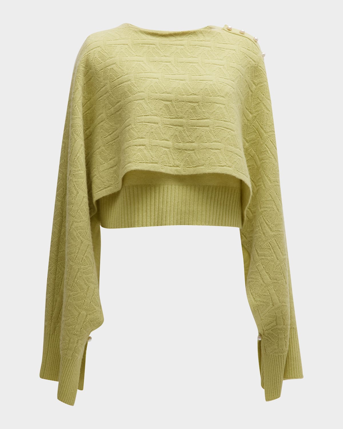 Hellessy Harriss Cashmere Cape-sleeve Sweater Vest In Green/ Citron Tea