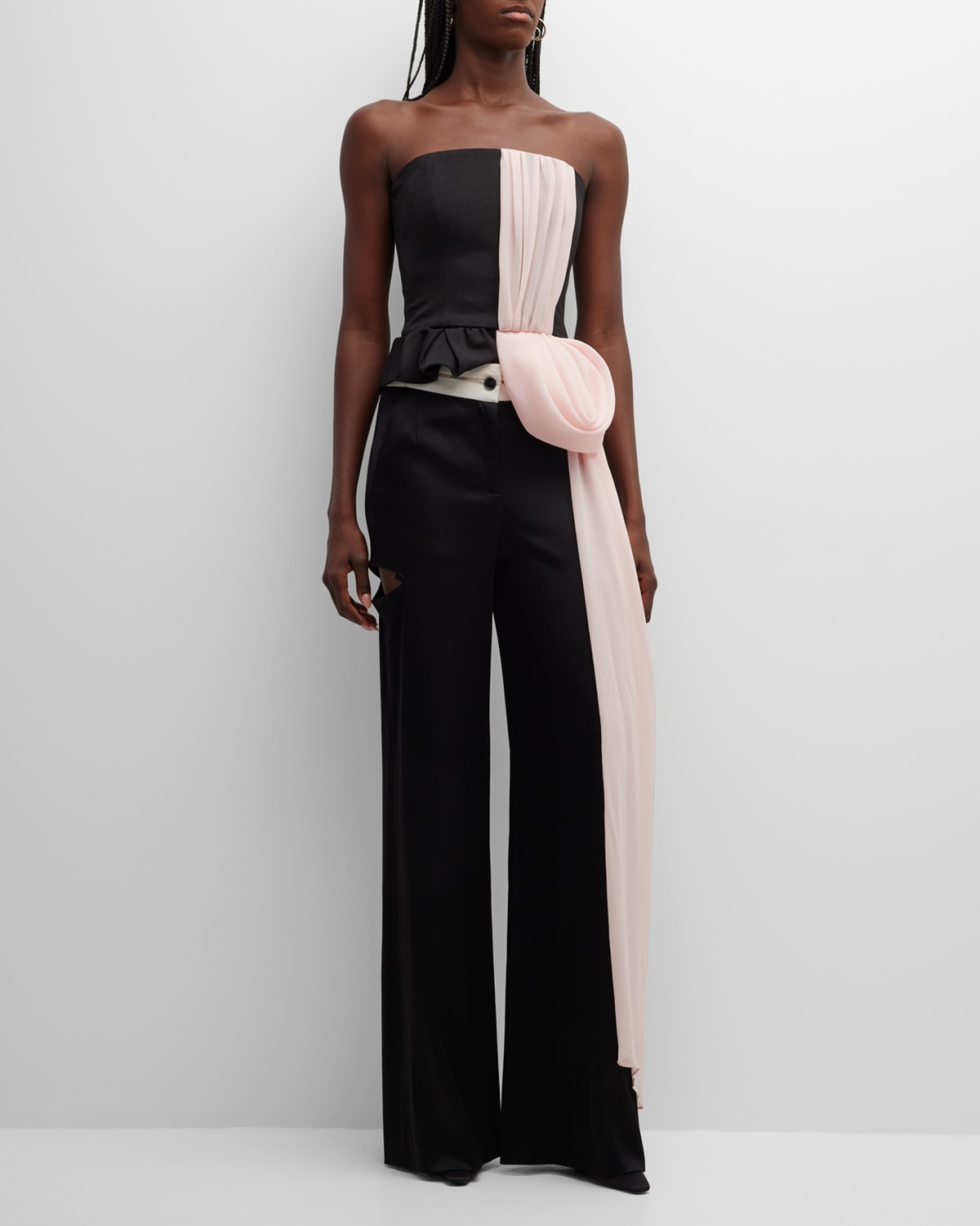 Honore Asymmetric Bustier with Long Drape