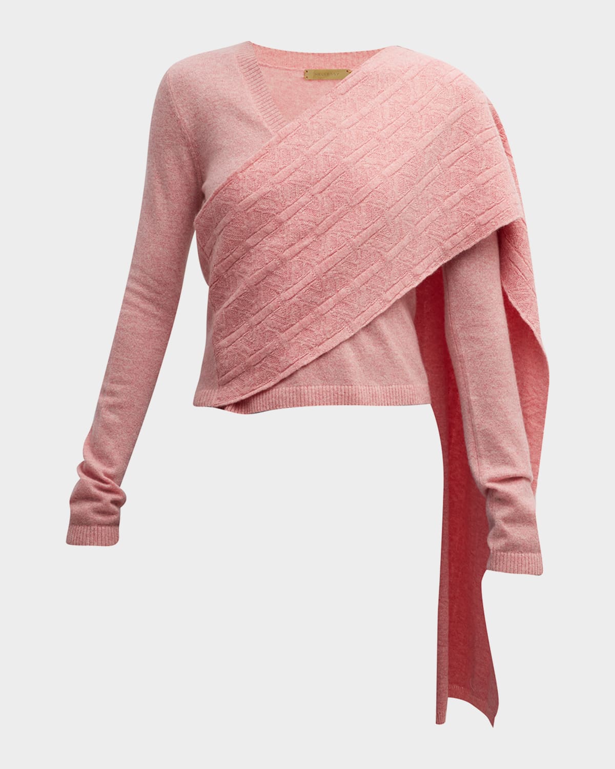 Shop Hellessy Colt Cashmere Sweater With Shoulder Scarf In Coraline Pink