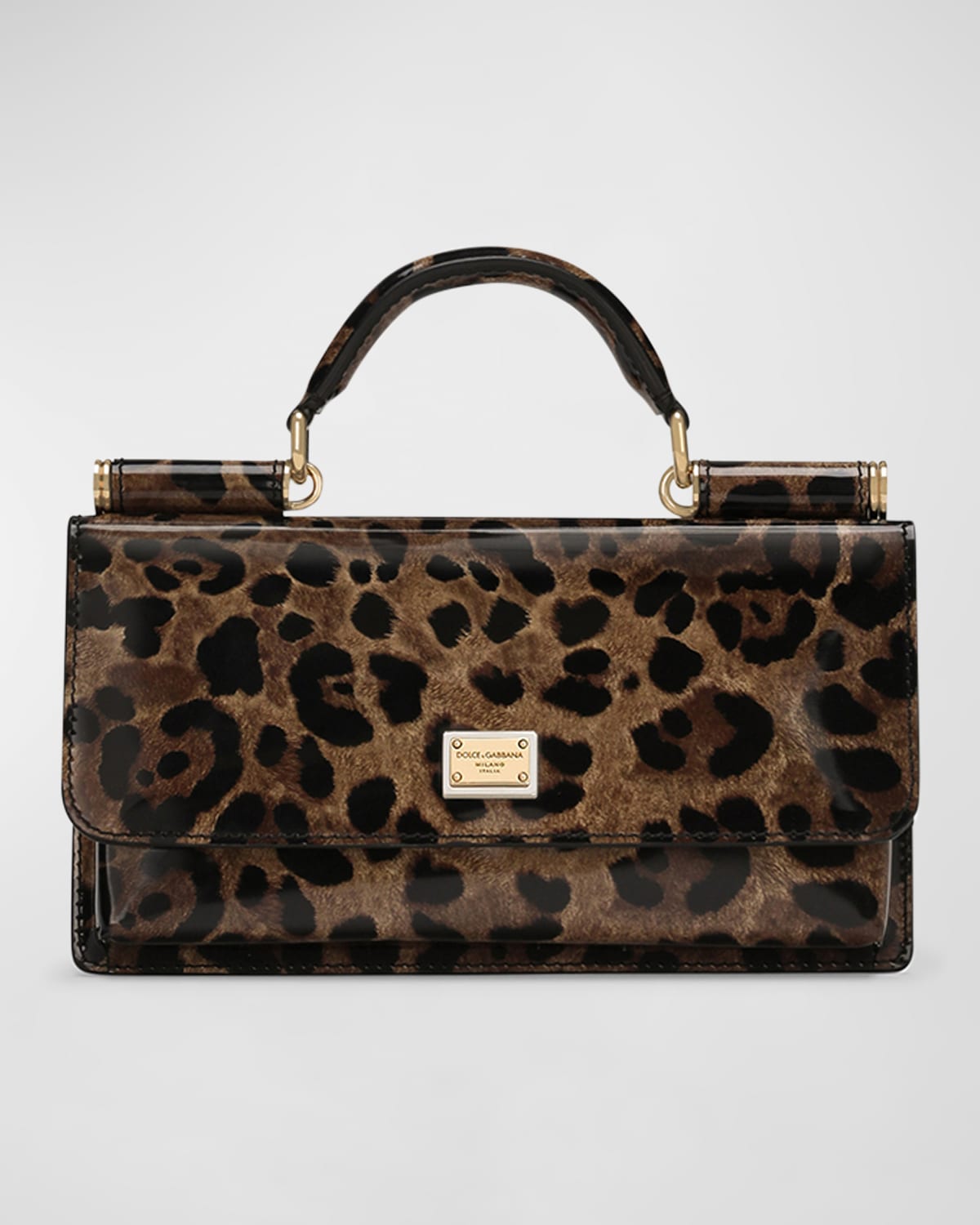 Sicily Leopard Leather Top-Handle Bag