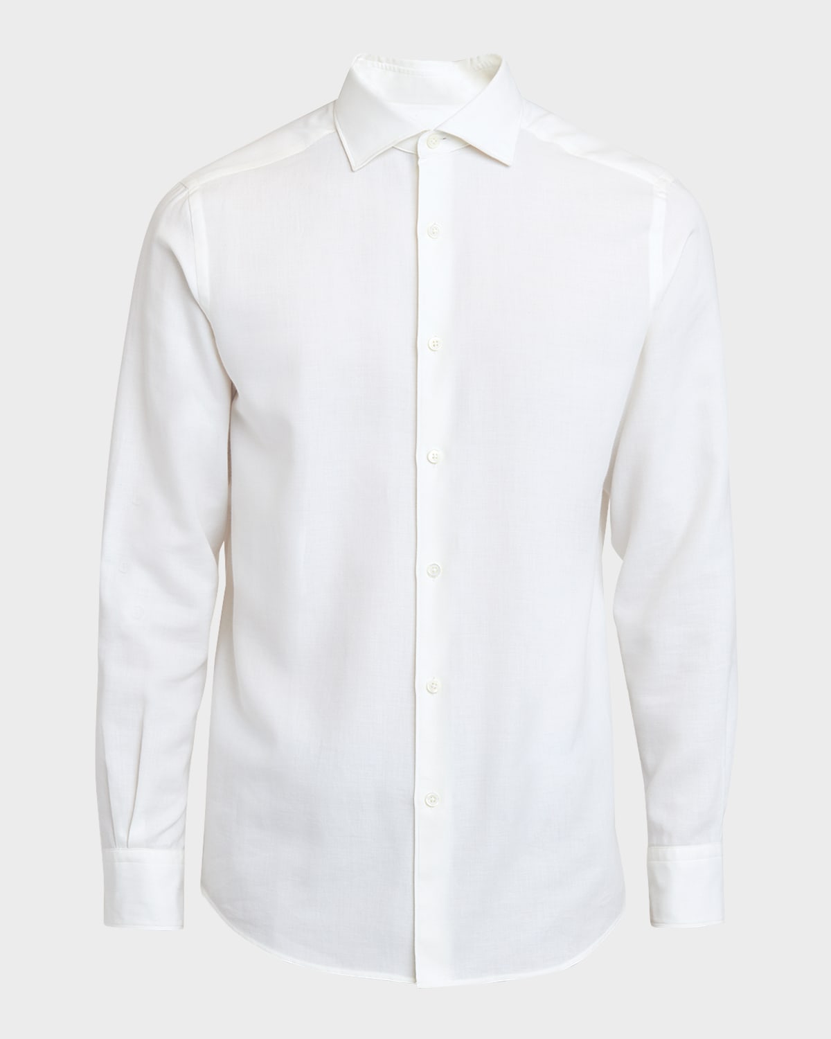Zegna Cotton And Cashmere-blend Twill Shirt In White Solid