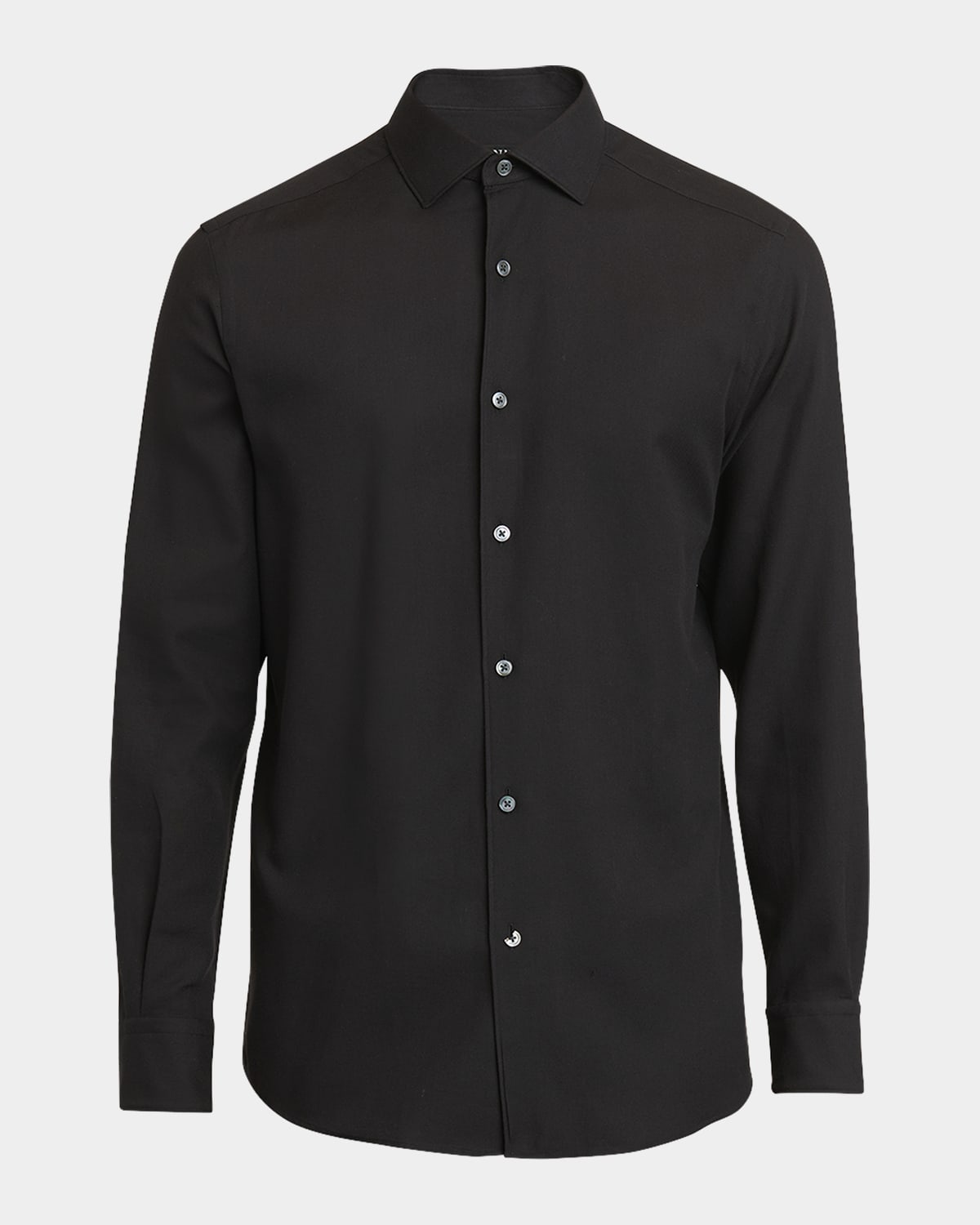 Zegna Cotton And Cashmere-blend Twill Shirt In Black Solid