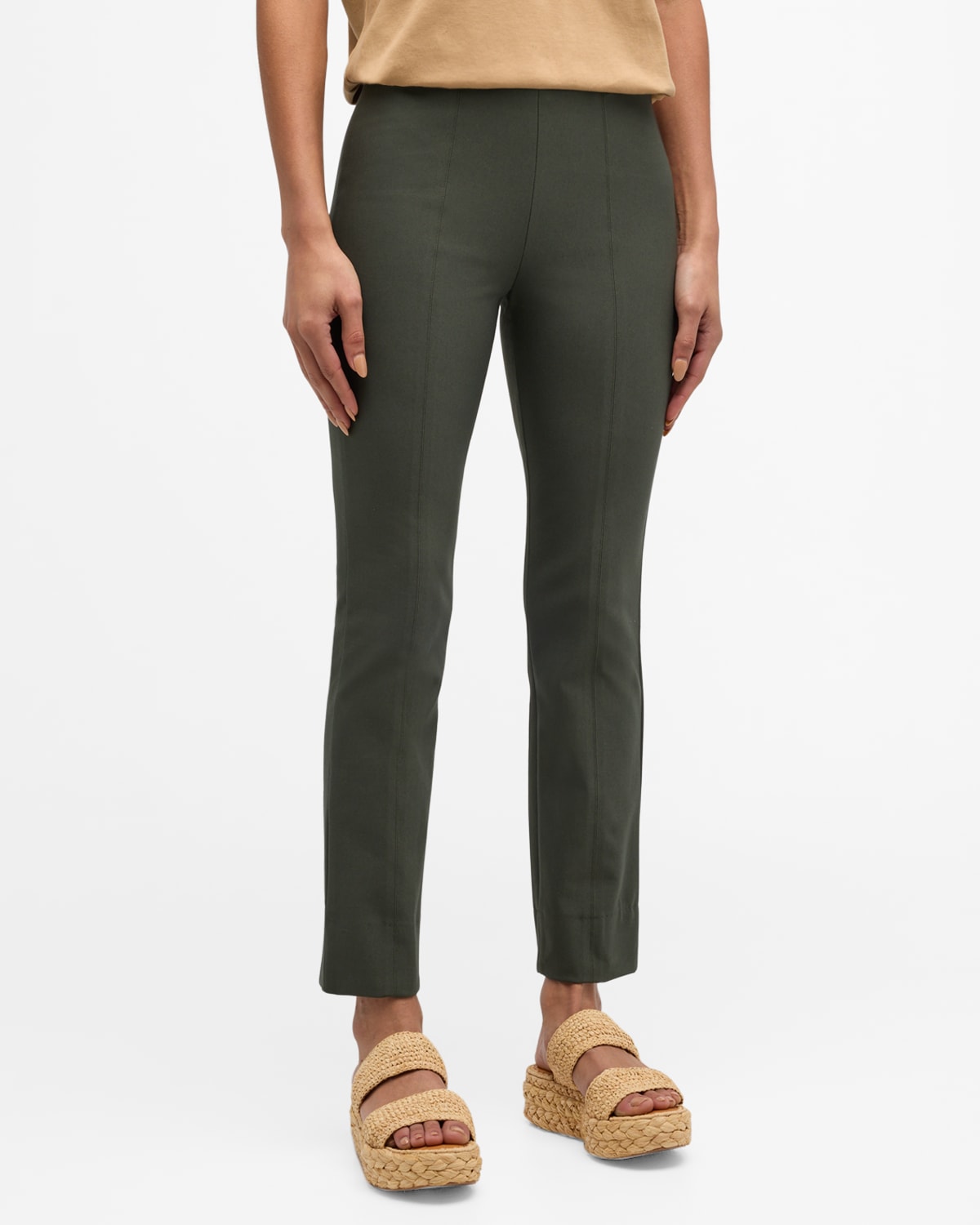 Shop Vince High-waist Stitched-front Leggings In Night Pine
