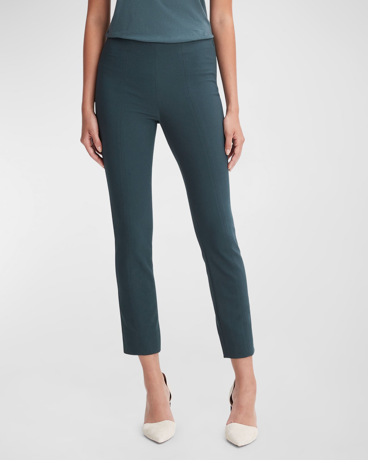 Vince High-waist Stitched-front Leggings In Deep Hunter