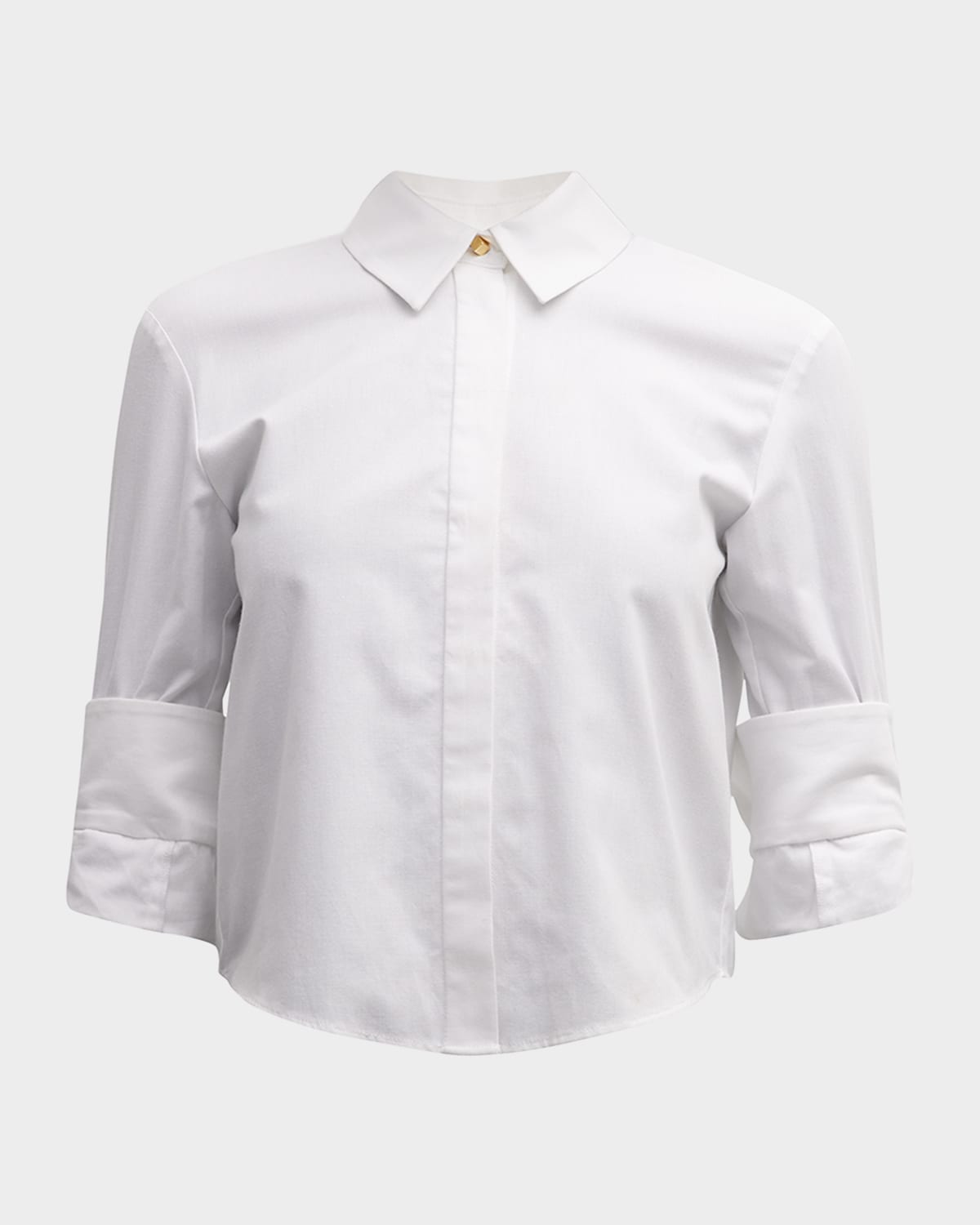 Declan Collared Tulle-Sleeve Shirt