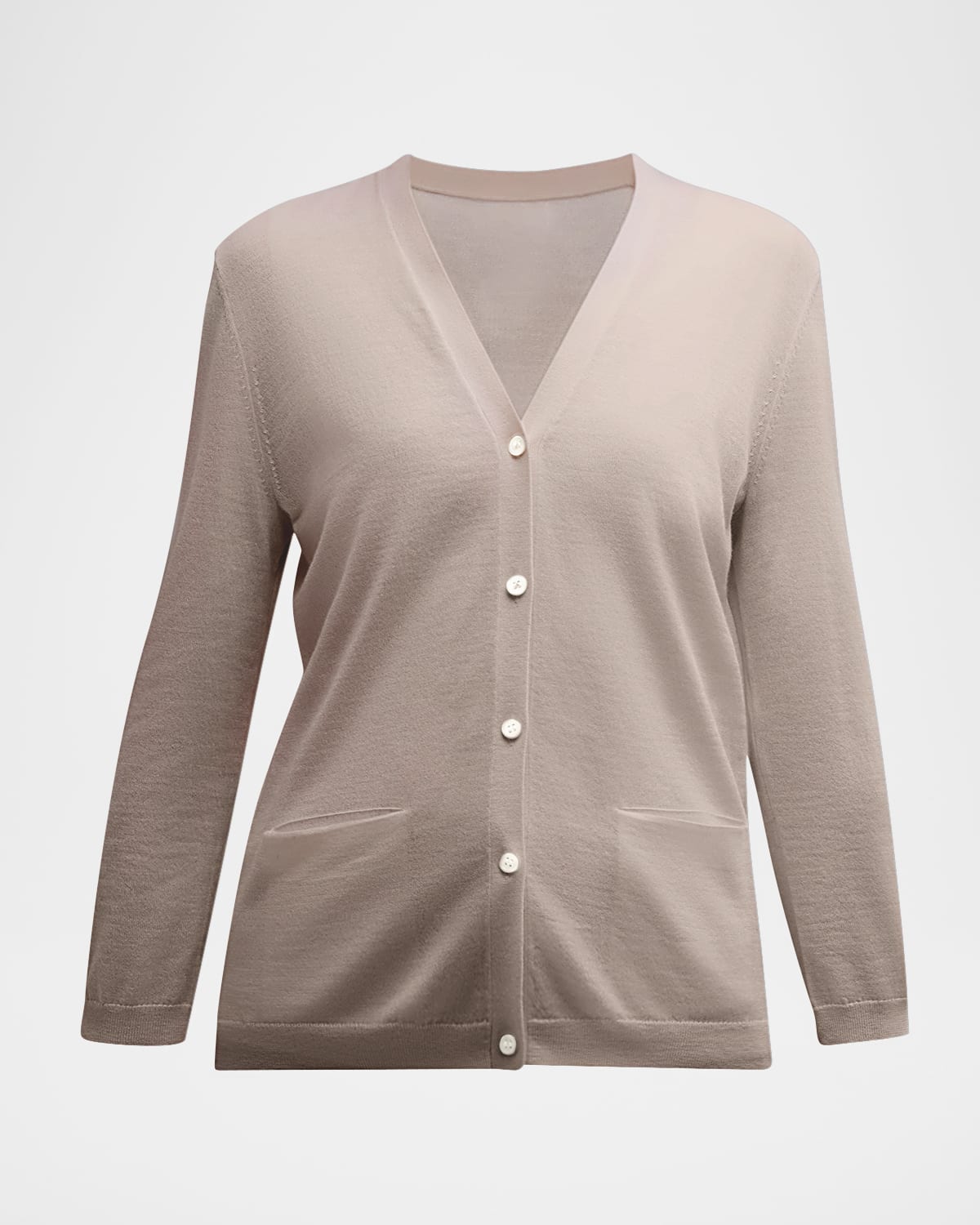 Neiman Marcus Cashmere Superfine Button-front Cardigan In Cafe