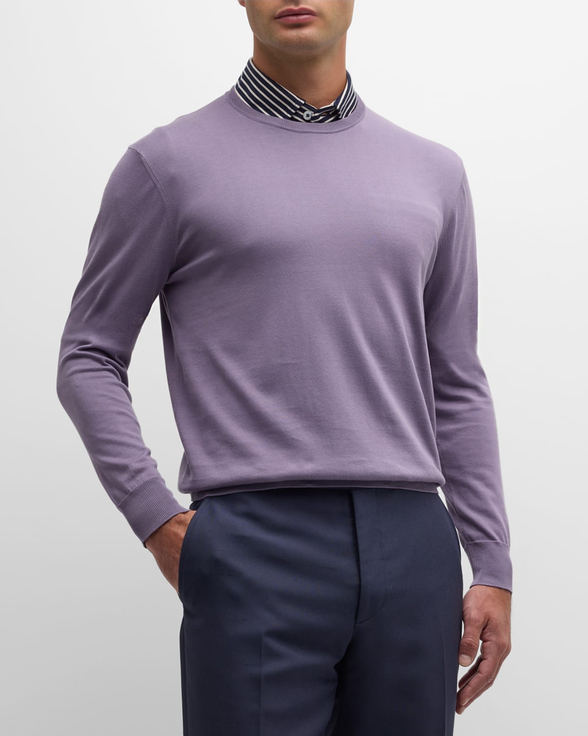 Ralph Lauren Purple Label Men's Fine-gauge Cotton Sweater In Wisteria