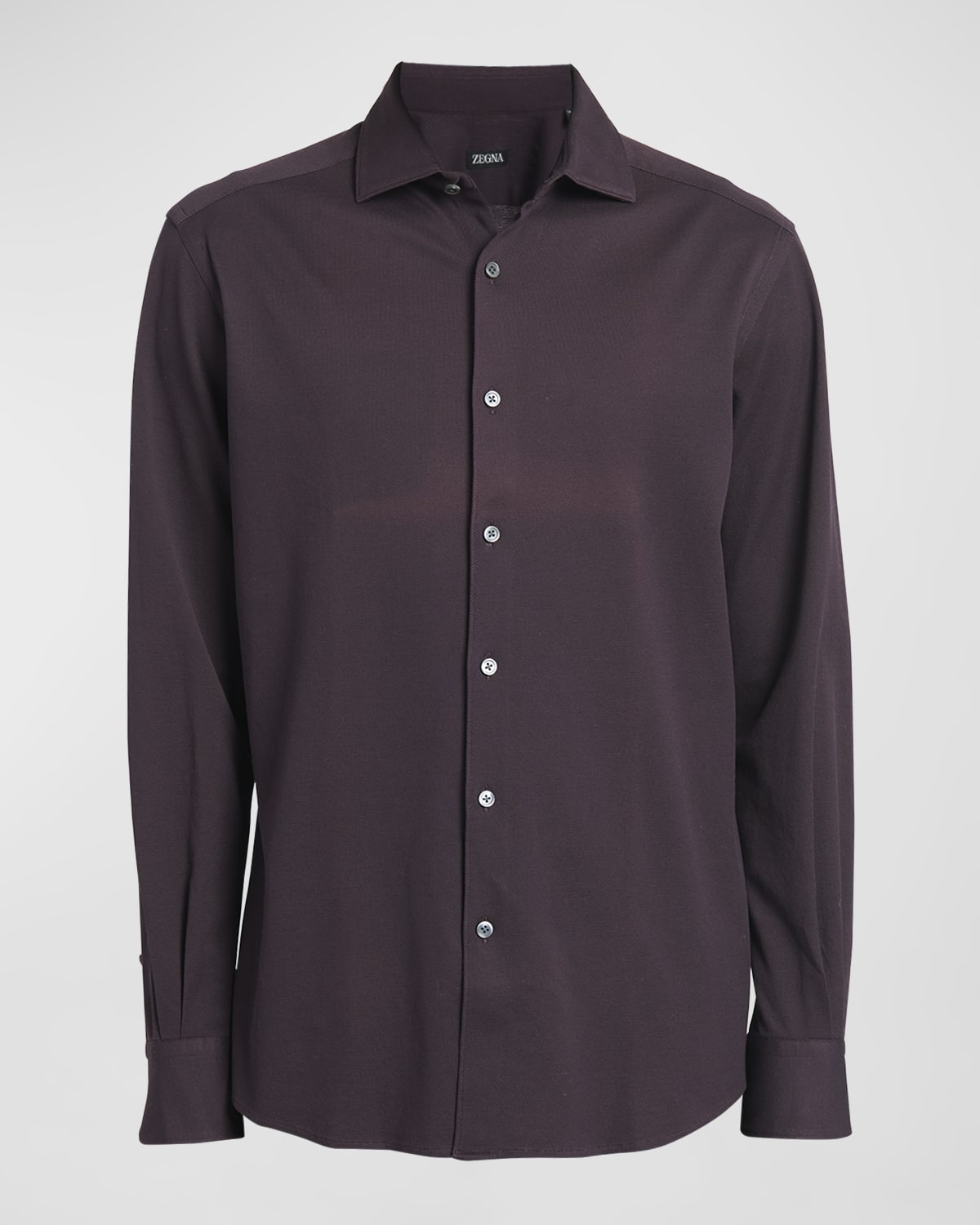 Shop Zegna Men's Cotton Jersey Sport Shirt In Dark Red Solid