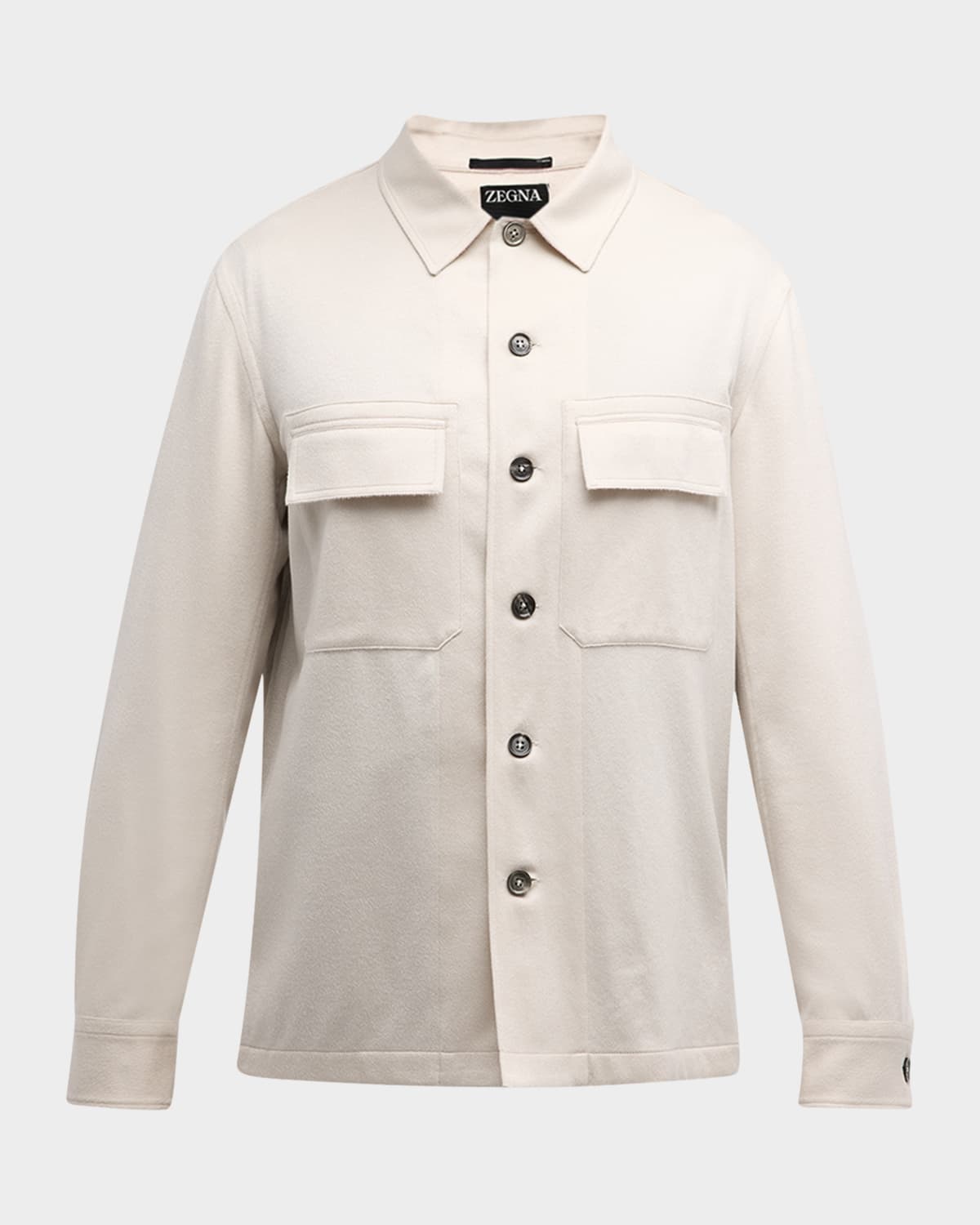Zegna Men's Oasi Cashmere Overshirt In Nat Sld