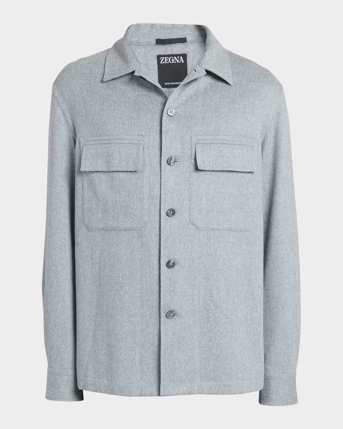 Zegna Beige Linen And Virgin Wool Alba Overshirt In Lt Gray Solid