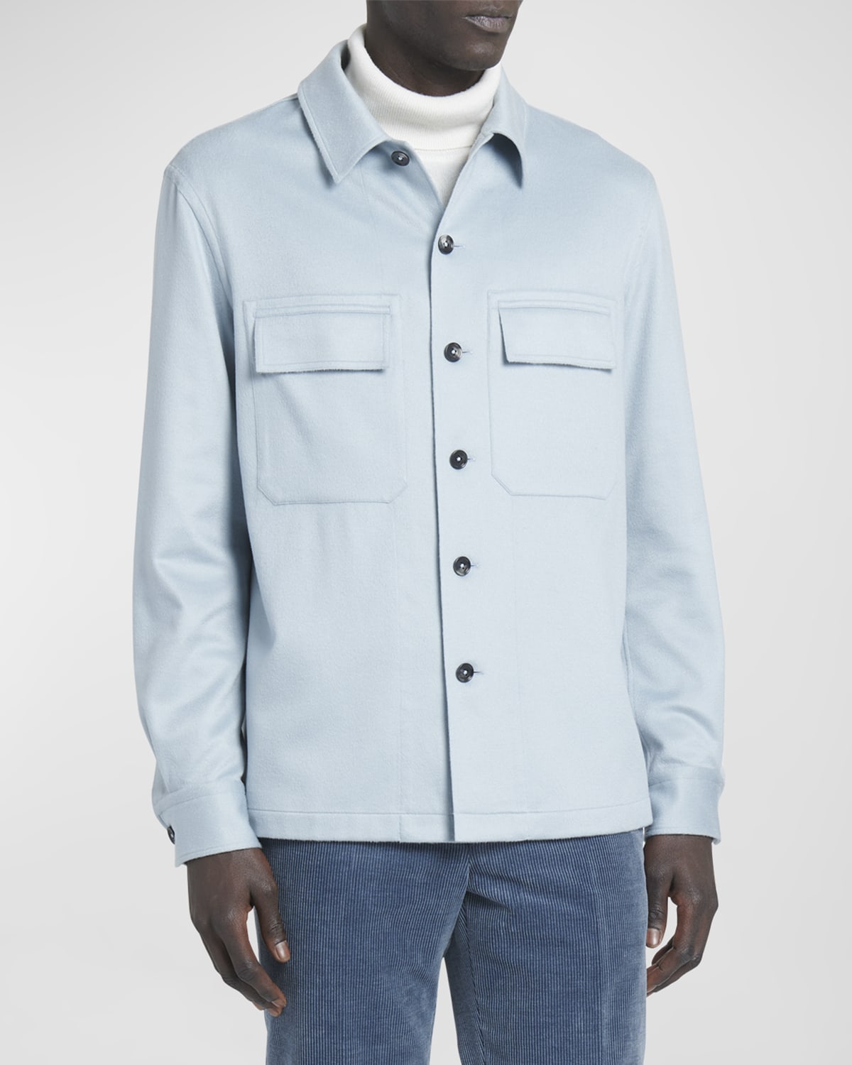 Shop Zegna Men's Cashmere Oasi Overshirt In Lt Gray Solid