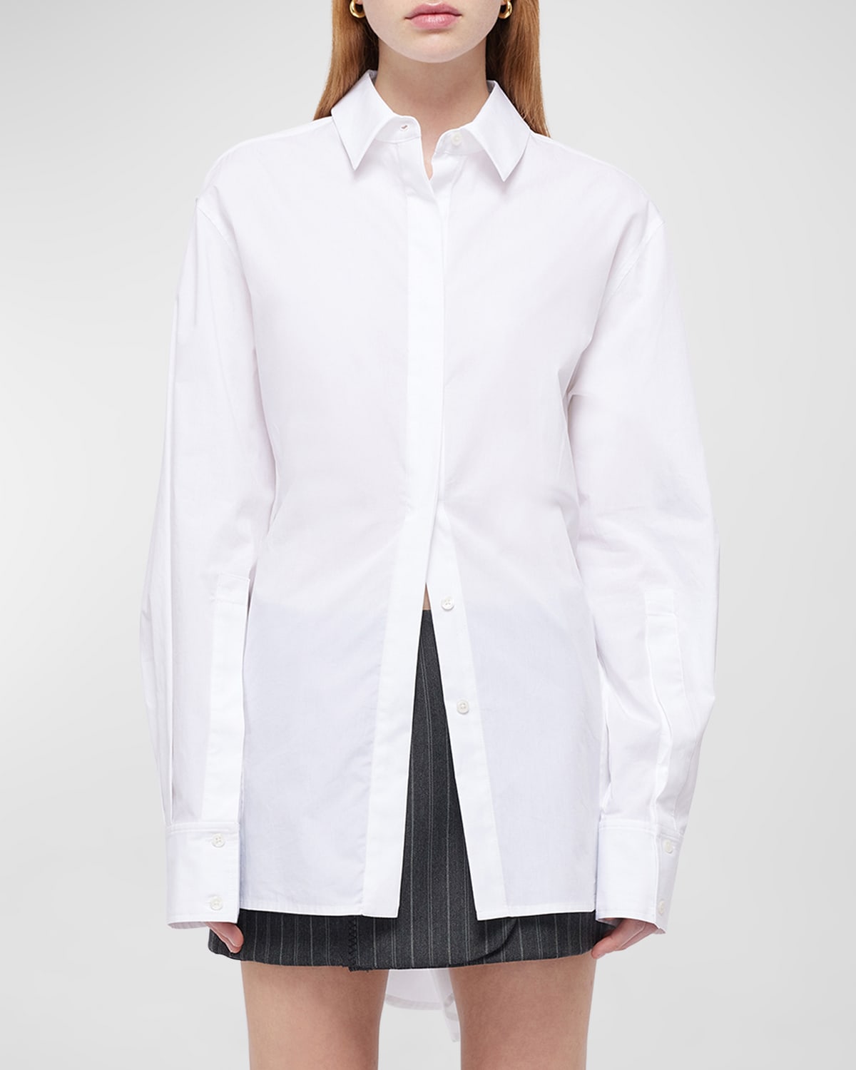 Simkhai Alfansa Long-sleeve Button-front Cotton Shirt In White