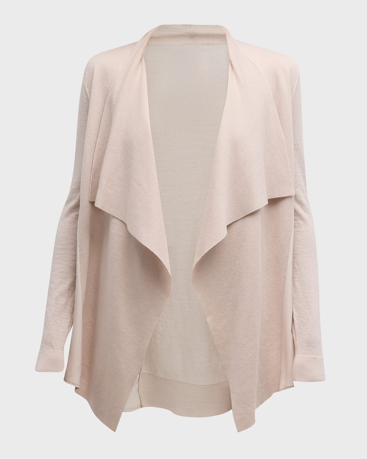 Cashmere Superfine Draped Cardigan with Silk Detail