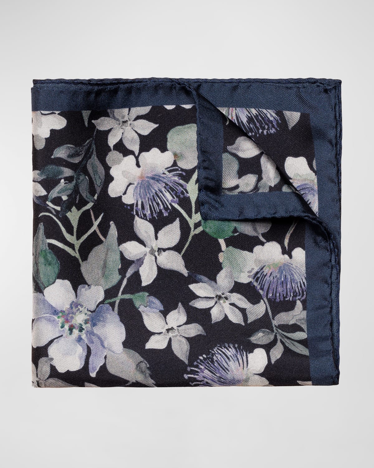 Men's Hand-Painted Floral Silk Pocket Square