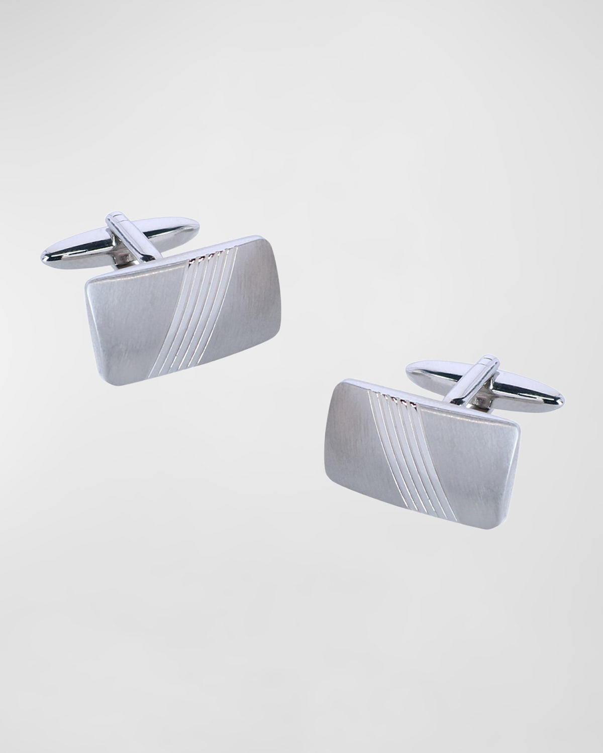 Trafalgar Men's Diagonal Detailed Rhodium Cufflinks In Silver