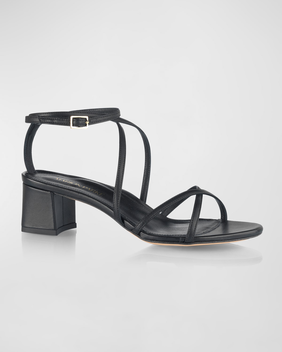 Marion Parke Raina Leather Strappy Block-heel Sandals In Black