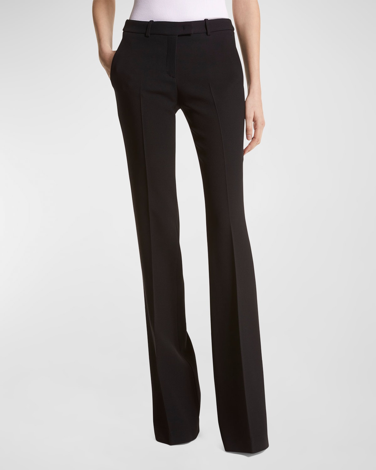 Shop Michael Kors Haylee Double-crepe Flare Trousers In Black