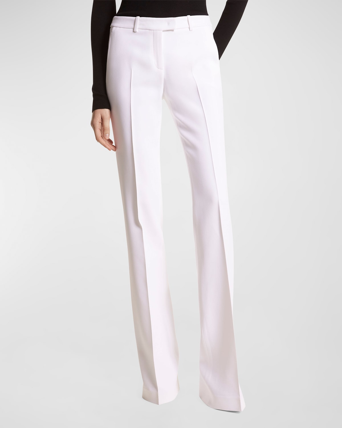 Shop Michael Kors Haylee Double-crepe Flare Trousers In Optic Whit