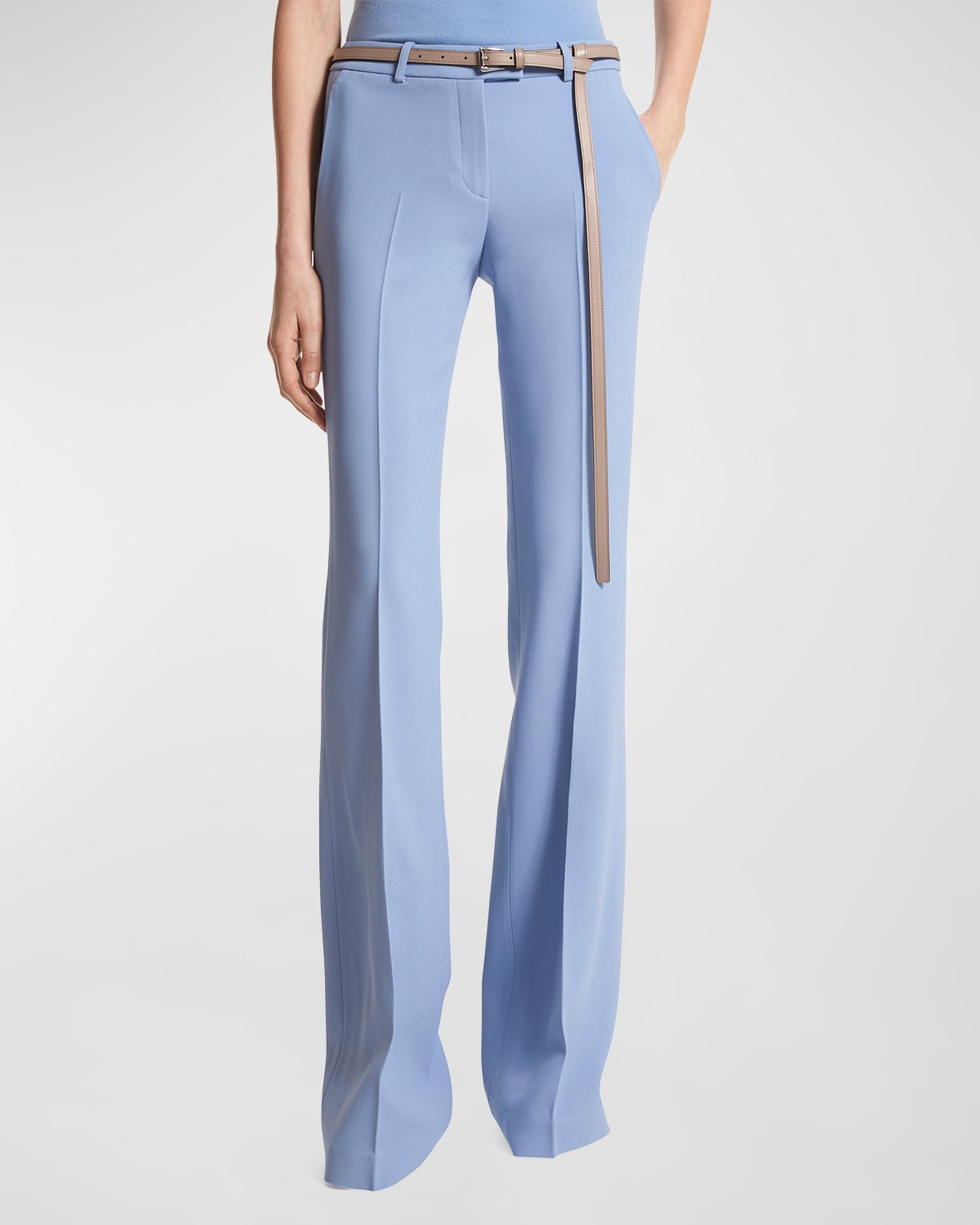Michael Kors Haylee Double-crepe Flare Trousers In Coast