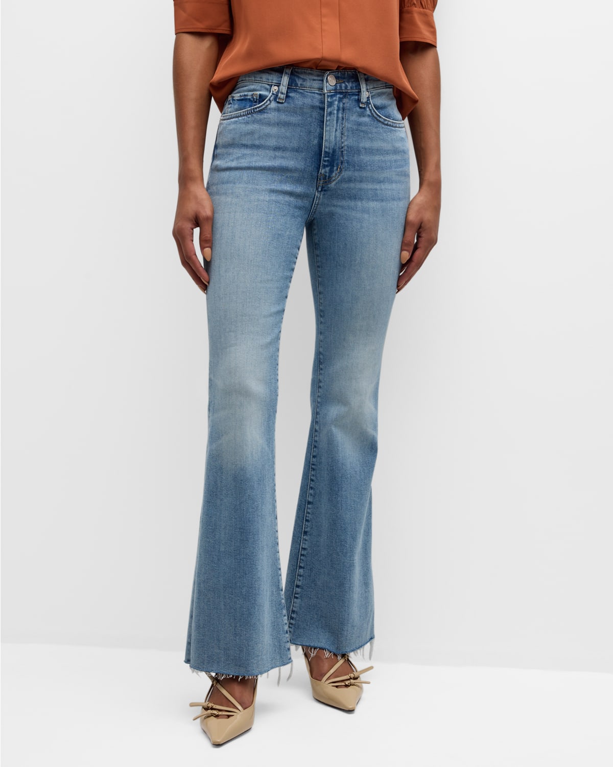 Le Easy Flare Raw Fray Jeans