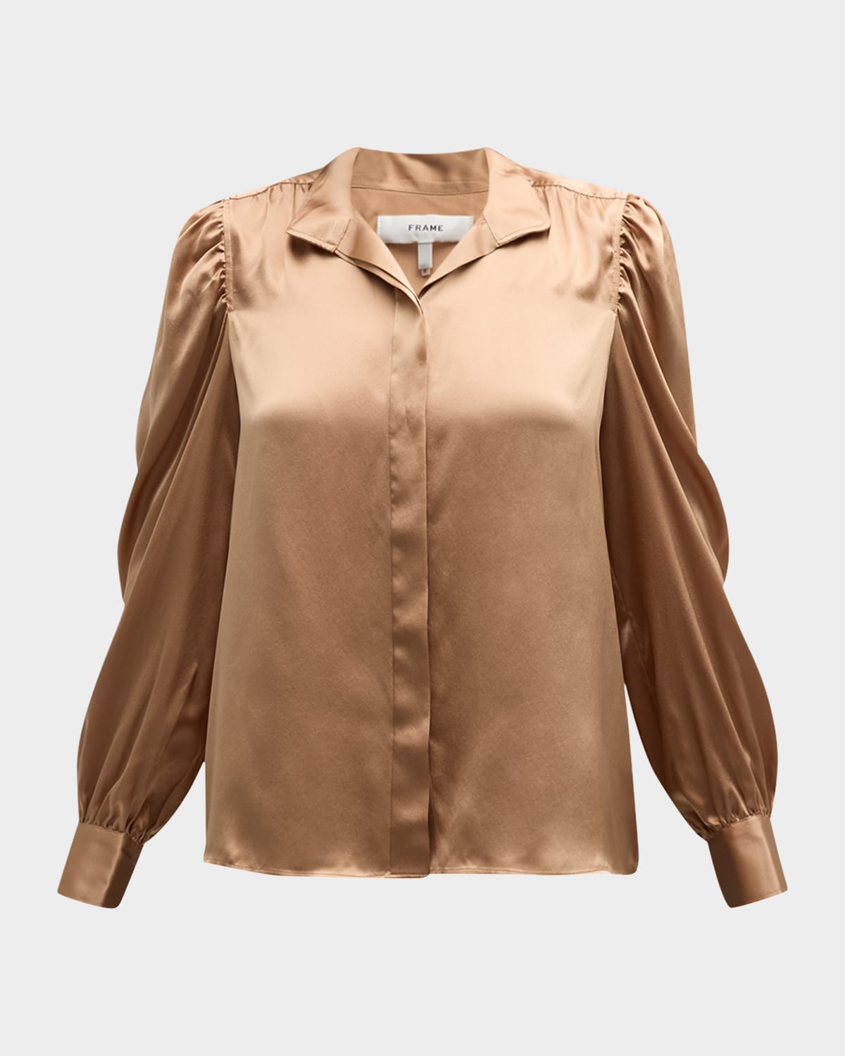 Frame Gillian Long-sleeve Silk Top In Blush