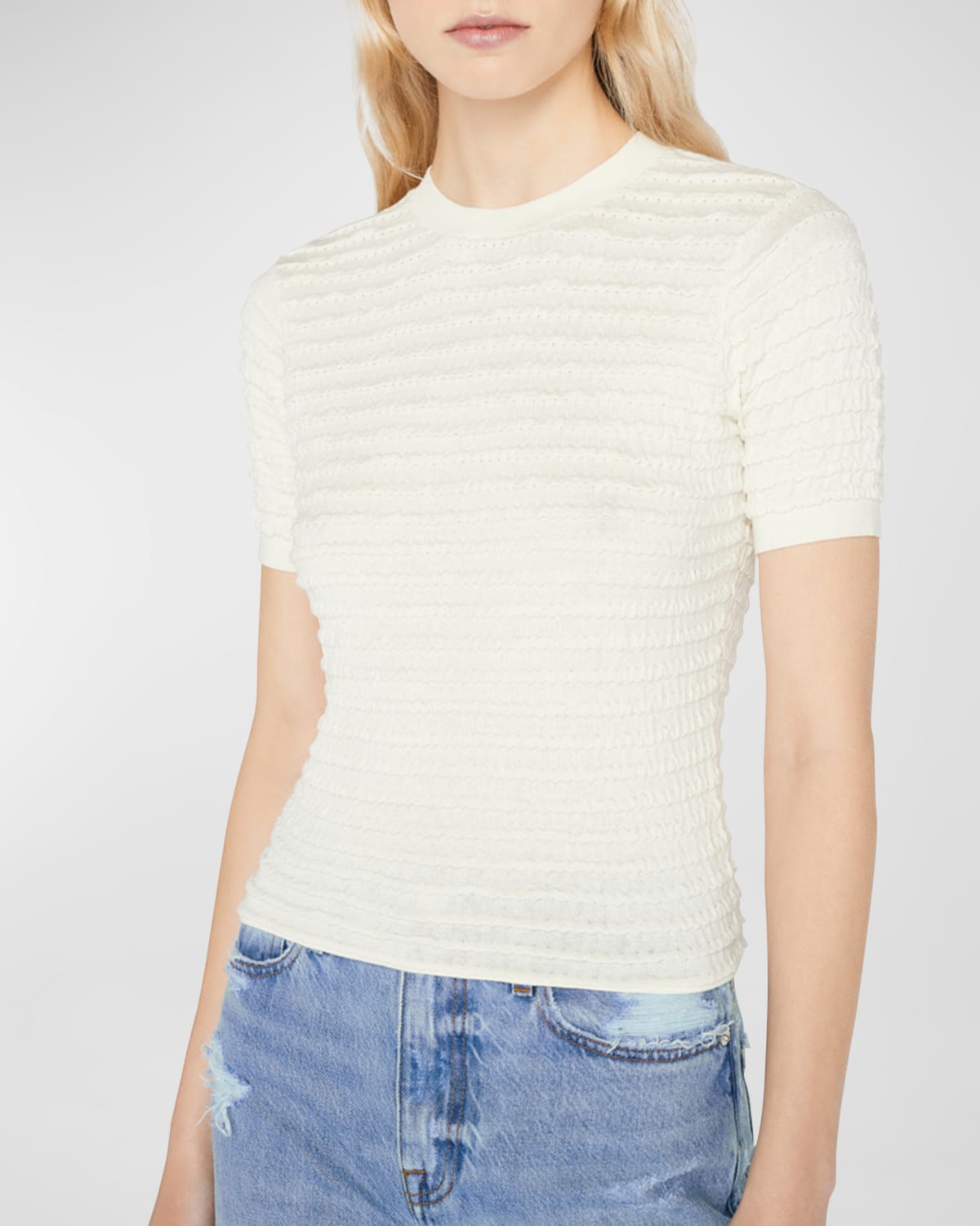 FRAME Abstract Jacquard Crew Neck Sweater