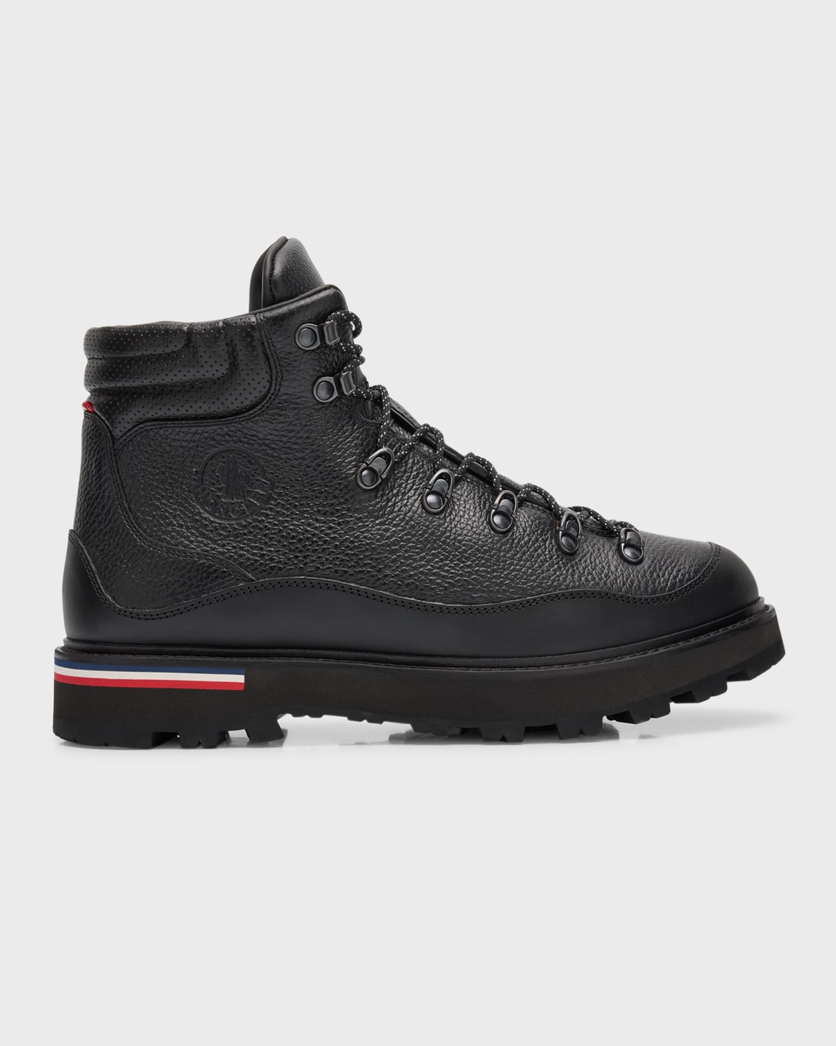 Shop Moncler Men's Peka Trek Leather Zip Hiking Boots In Grey