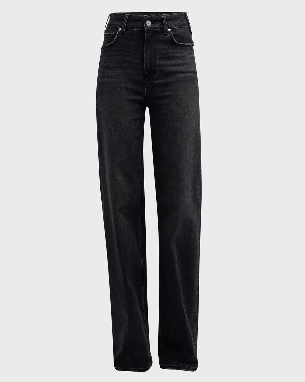Paige Sasha High Rise Straight Jeans In Viper Black Distr