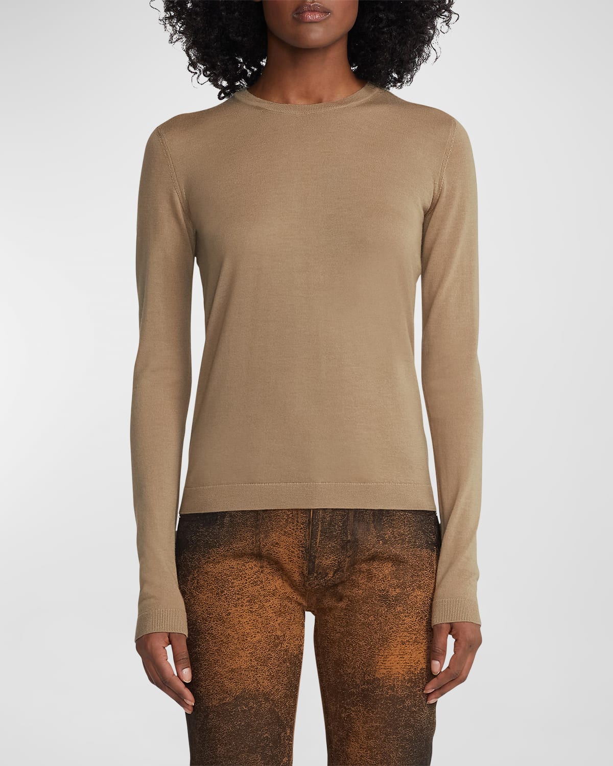Ralph Lauren Cashmere Crewneck Sweater In Tan