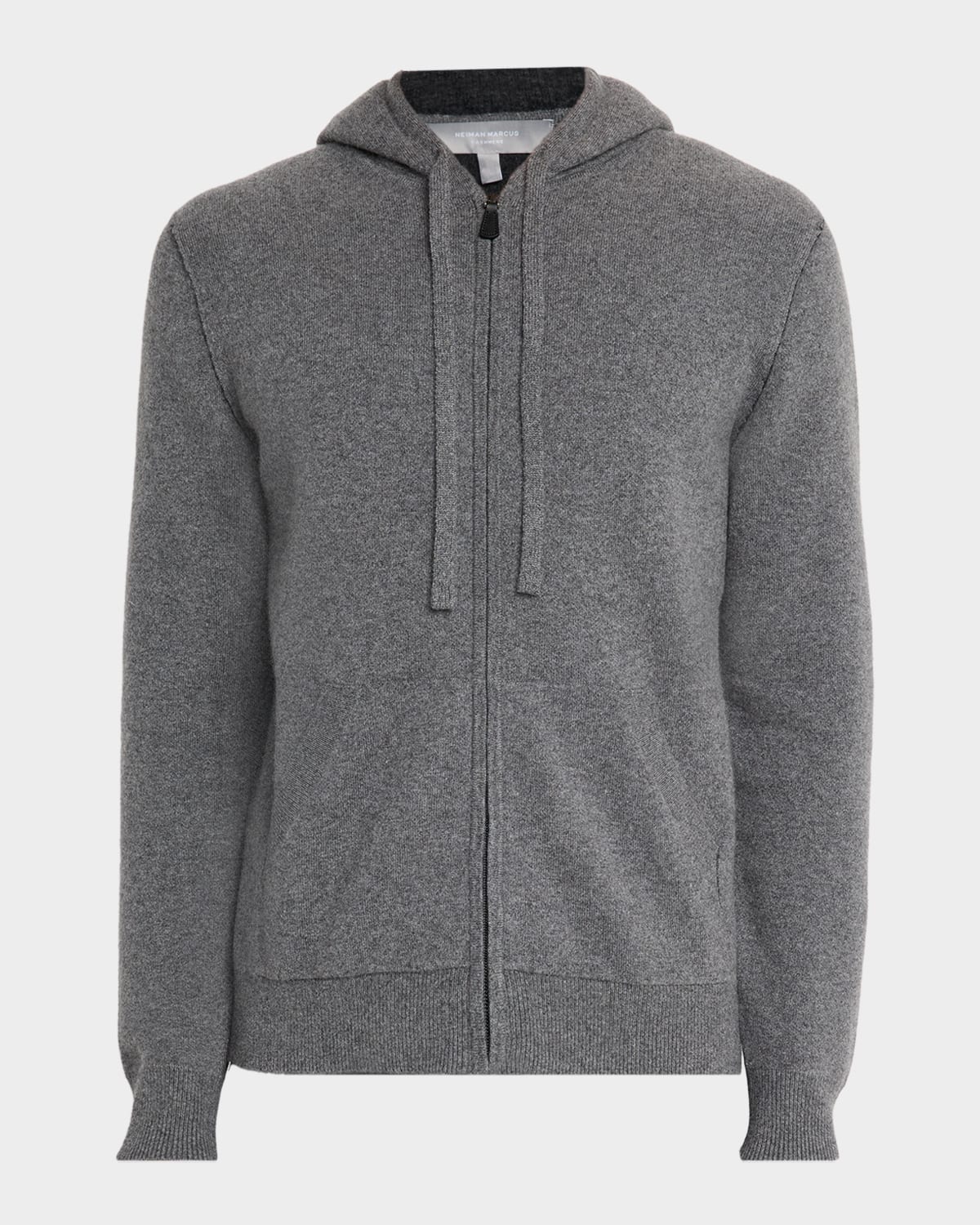 Neiman Marcus Men's Cashmere Full-zip Hoodie In Gray
