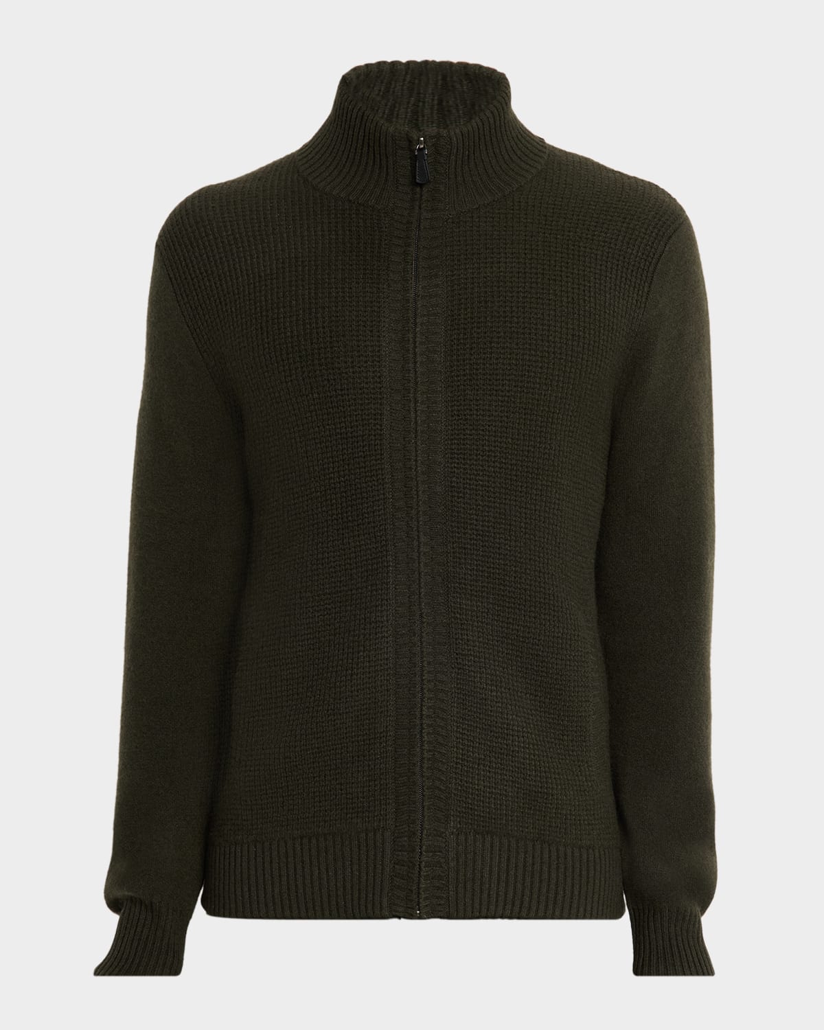 Neiman Marcus Men's Cashmere Knit Full-zip Sweater In Brown