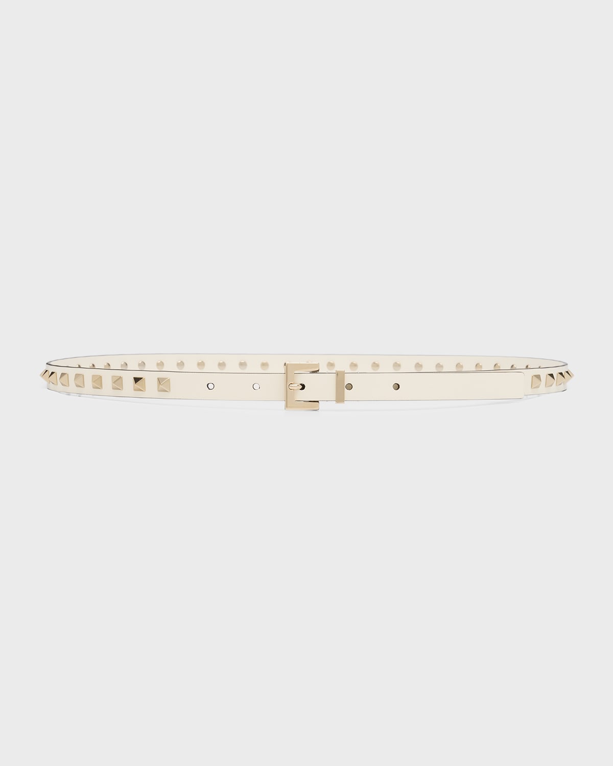 Valentino Garavani Rockstud Leather Belt In 098 Ivory